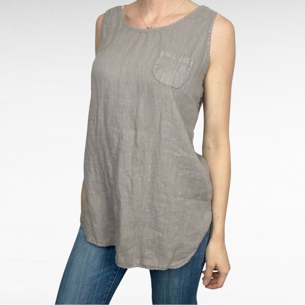 Pure Match | Gray Pre-Shrunk Linen Sleeveless Neutral Minimalist Tunic Top